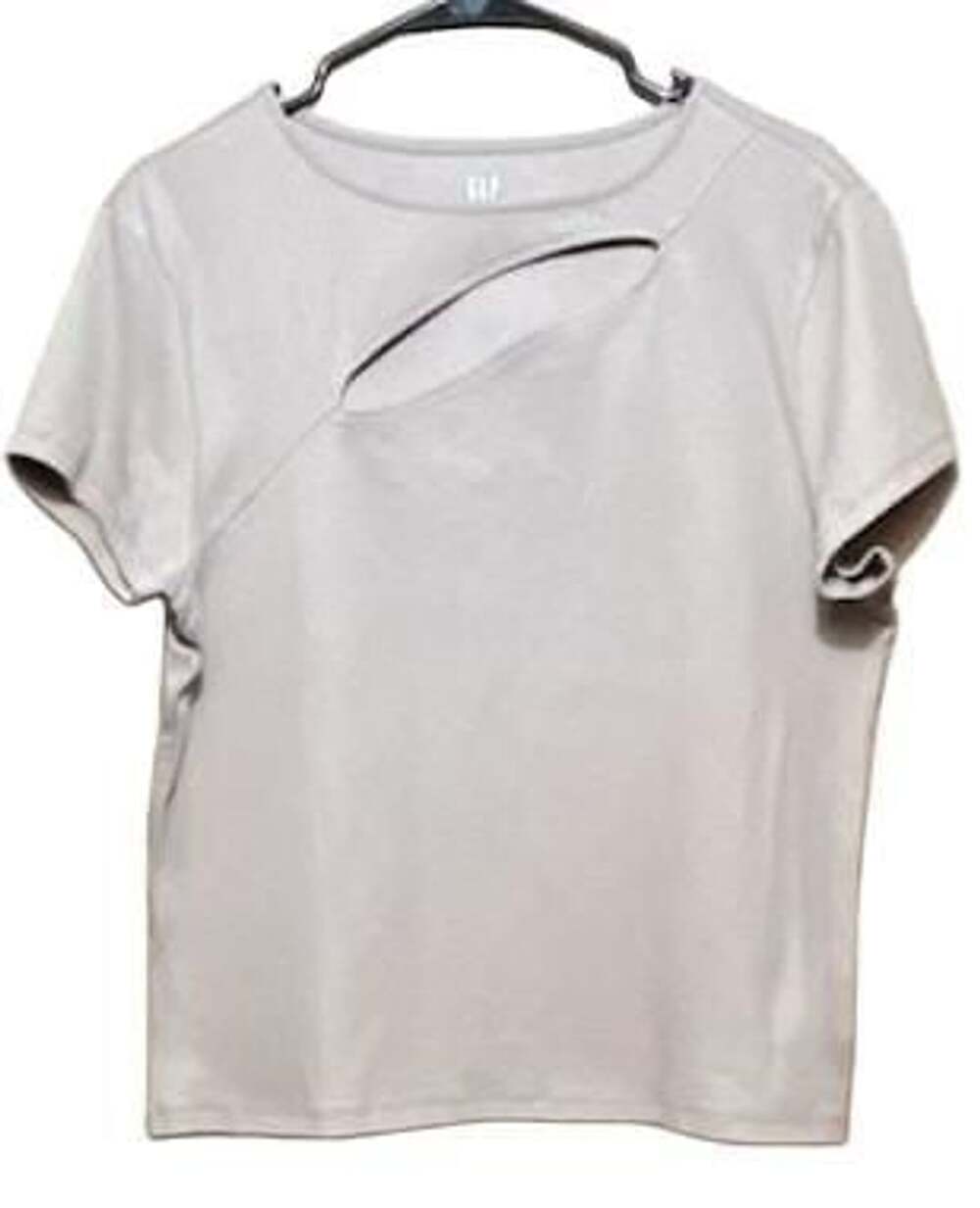 Gap Ribbed Cutout T-Shirt Size XXL Tan Short Sleeve Asymmetric